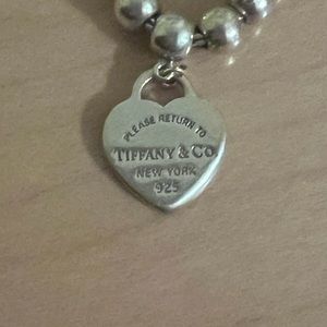 Tiffany sterling silver heart small beaded bracelet